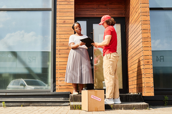 Delivery Professional Handing Package to Customer