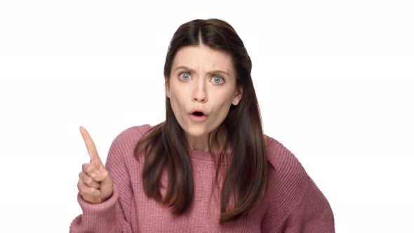 Portrait of Persistent Displeased Woman with Brown Hair Shaking Head and Doing Stop Gestures in