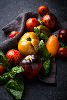 Assortment of different color tomatoes