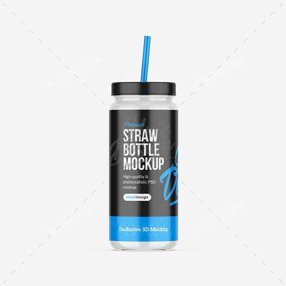 Straw Bottle Mockup