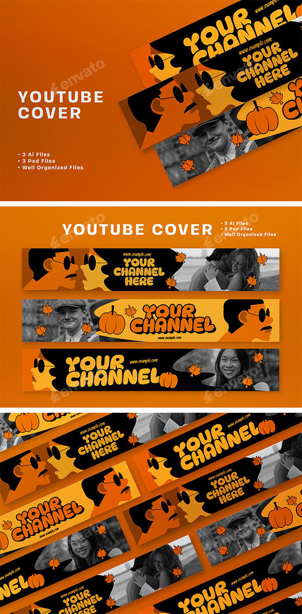 Orange Flat Design Autumn YouTube Cover