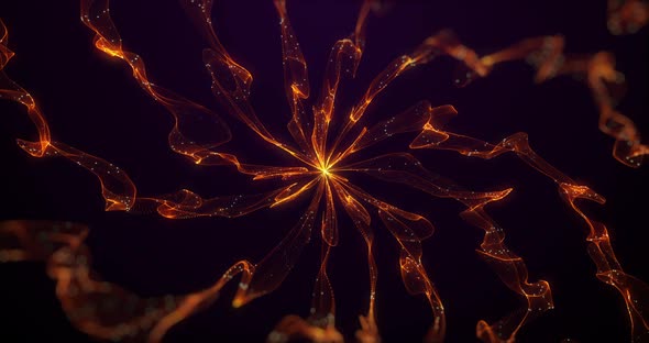 Orange light trails flowing against against black background alt