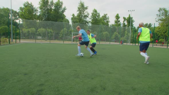 Soccer Striker Doing Tricks Beating Defenders Scoring Goal Outdoors