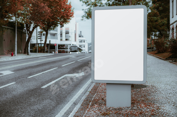 Blank billboard on a quiet city street