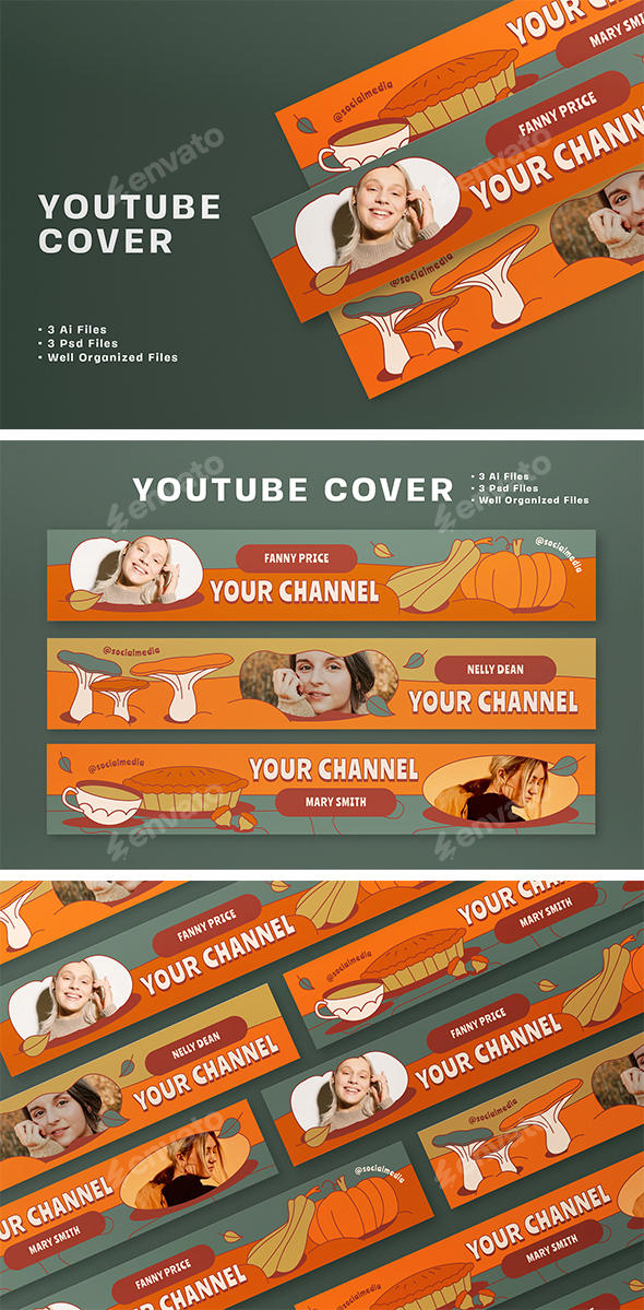 Orange Flat Design Autumn Youtube Cover