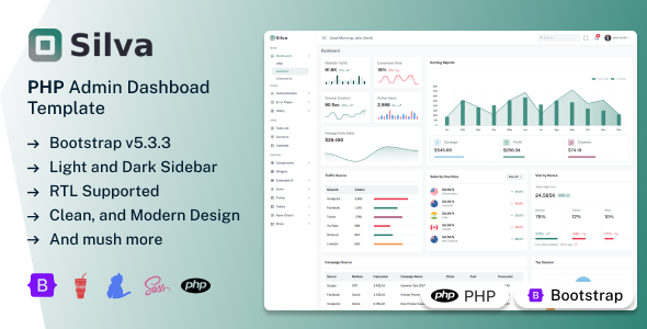 Silva – PHP Admin & Dashboard Template – 0 Sold!