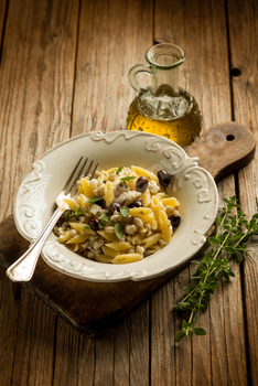 pasta with fish black olives and capers