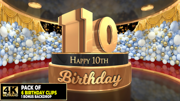 10 years, 10th Birthday 3D cake intro pack with a bonus backdrop