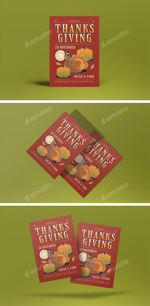 Red Gradient Happy Thanksgiving Flyer