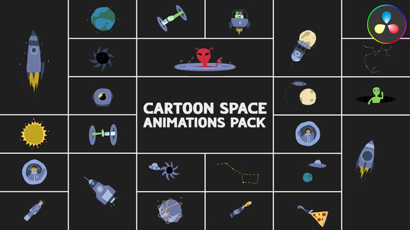 Cartoon Space Animations Pack for DaVinci Resolve