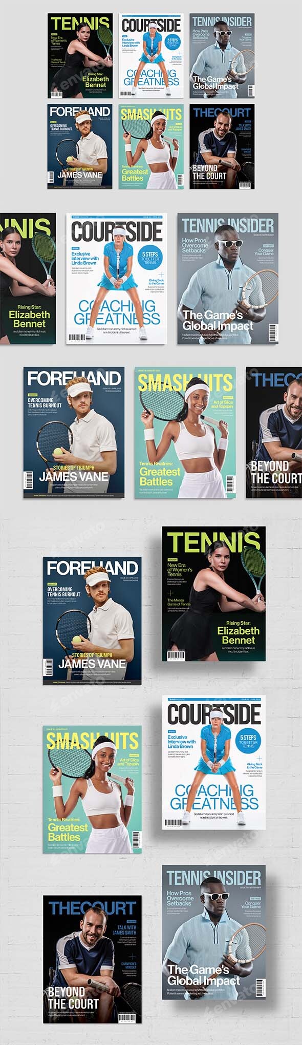 Tennis Magazine Covers Template Set