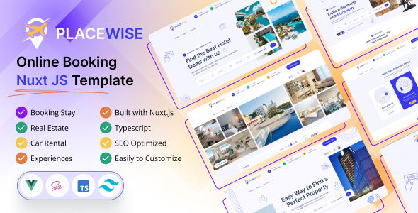 Placewise - Online Booking  Nuxt Tailwind CSS Template