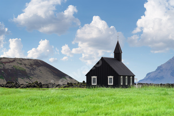 Black Church in the Village of Budir, Iceland