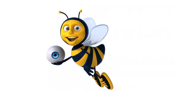 Fun 3D cartoon bee animation with alpha