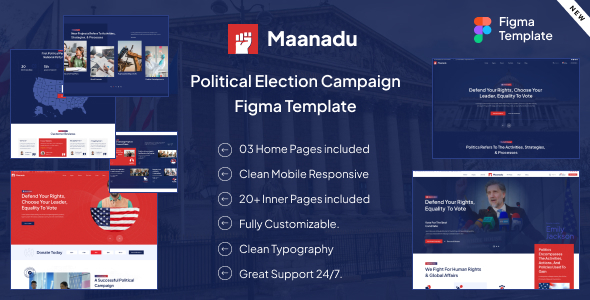 Maanadu – Political / Nonprofit Figma Template – 0 Sold!