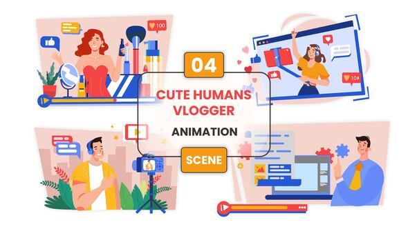 Cute Vlogger Animation Scene