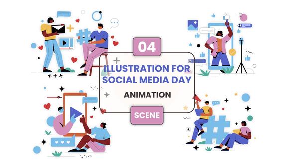 Illustration for Social Media Day Animation Scene