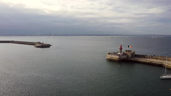 Aerial View of Sailing Boats, Ships and Yachts in Dun Laoghaire Marina Harbour, Ireland