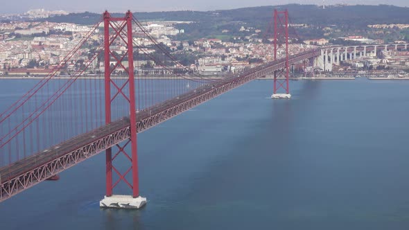 The Bridge of 25Th April with Car Traffic, Lisbon