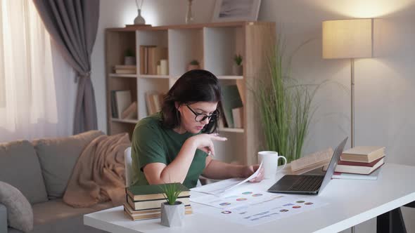 Account Manager Data Checking Woman Graphs Desk