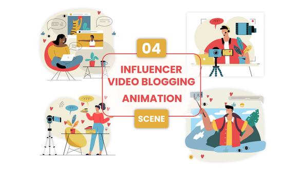 Influencer Video Blogging Animation Scene