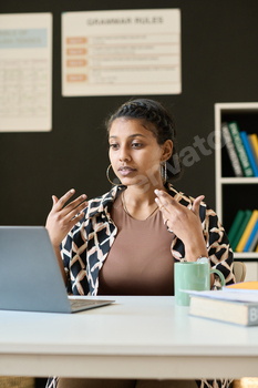 Student in Video Call with Teacher