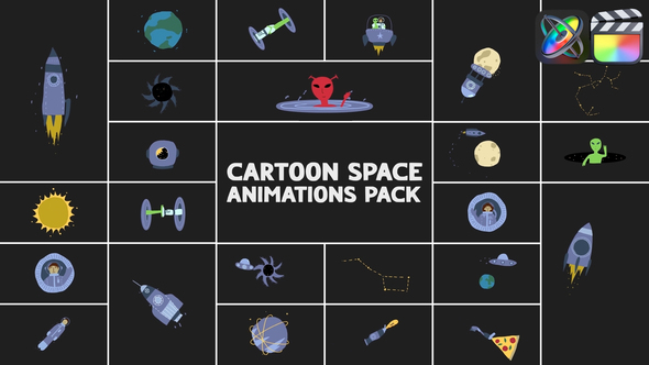 Cartoon Space Animations Pack for FCPX alt