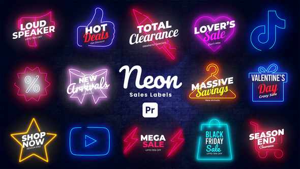 Neon Sale Labels for Premiere Pro