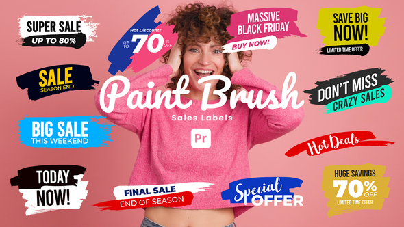 Paint Brush Sale Labels for Premiere Pro