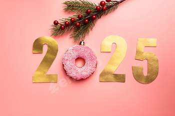 Christmas banner with toy donut