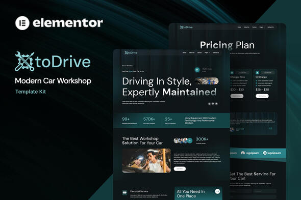 Otodrive – Modern Car Workshop Elementor Template Kit – 0 Sold!