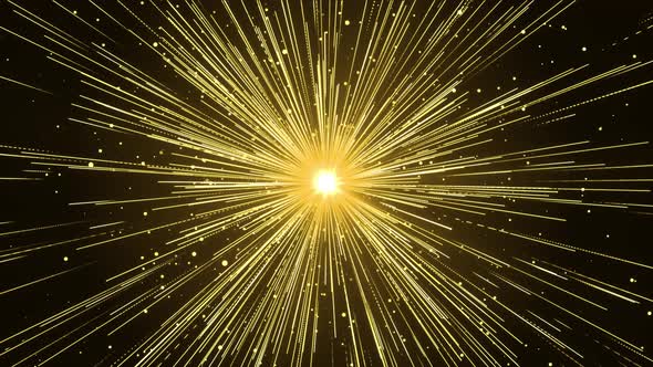 3D Abstract Explosion gold lights sparkles Lines Speed of light. light explodes. Festive golden