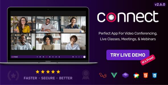 Connect - Video Conference, Online Meetings, Live Class & Webinar, Whiteboard, Live Chat