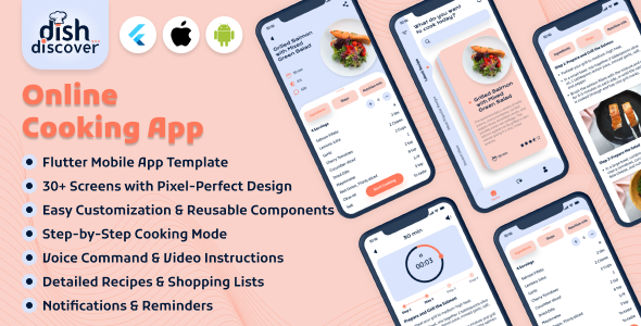 dish-discover - Online Cooking Mobile App Template - Flutter - Android/iOS UI Kit