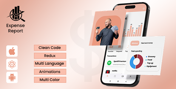 ExpenseReports -Money Management | Expense Calculator l Receipt Scanner App iOS/Android App Template