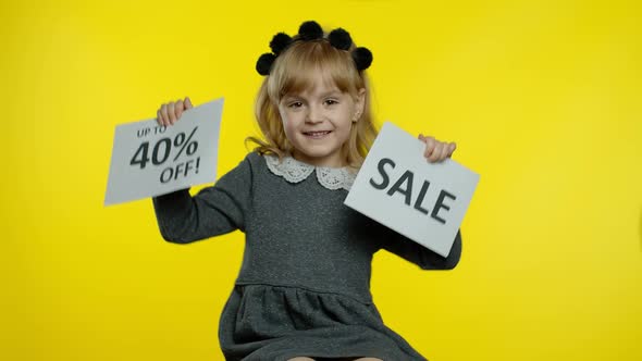 Child Kid Showing Sale and Up To 40 Percent Off Discount Advertisement Banners. Black Friday Concept