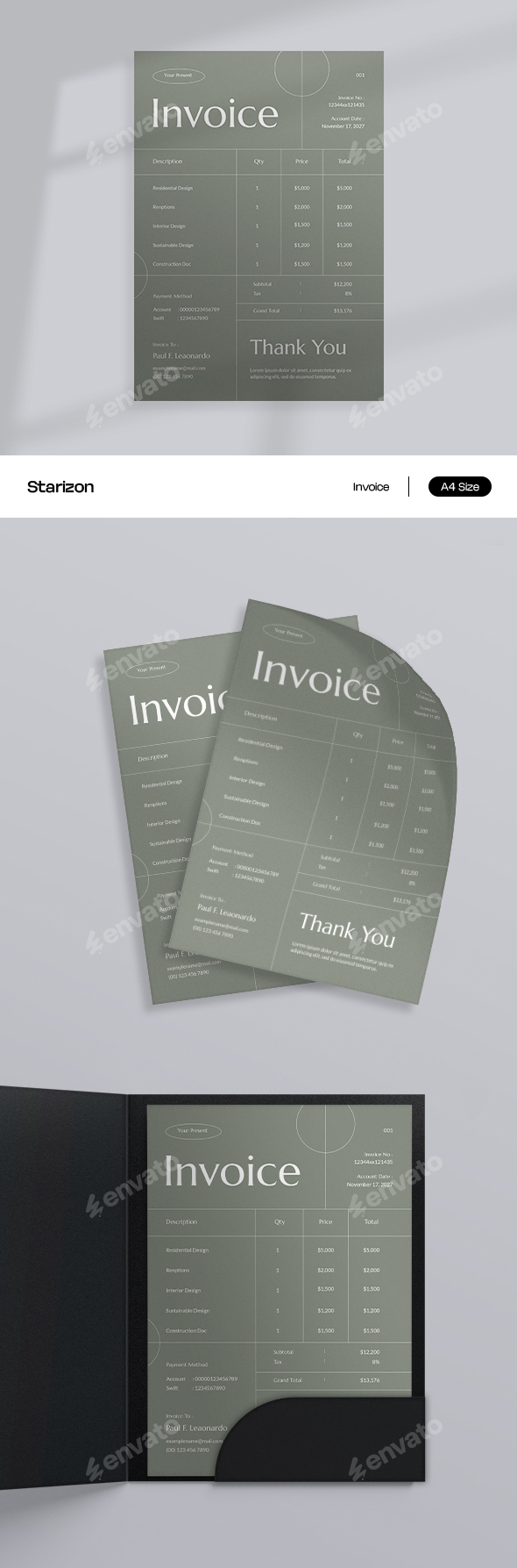 White Green Minimalist Real Estate Invoice