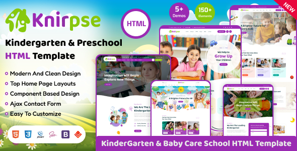 Knirpse - Kindergarten, Kids, Children & Baby Care HTML Template