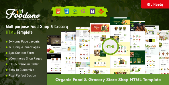 Foodano - Natural Food Shop & Marketplace HTML Template