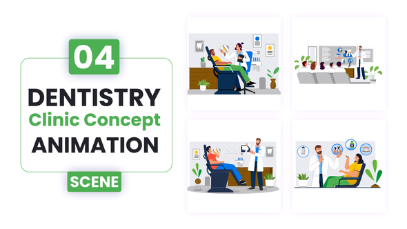 Dentistry clinic Concept illustration Scene Animation | After Effect Template