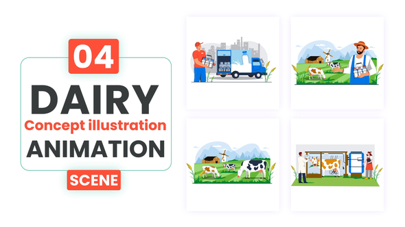 Dairy Concept Illustration Scene Animation | After Effect Template