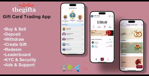 theGifta: Gift Card trading, Creating and Redeeming Flutter App and Laravel Web