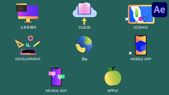 Online Education Icons And Titles for After Effects