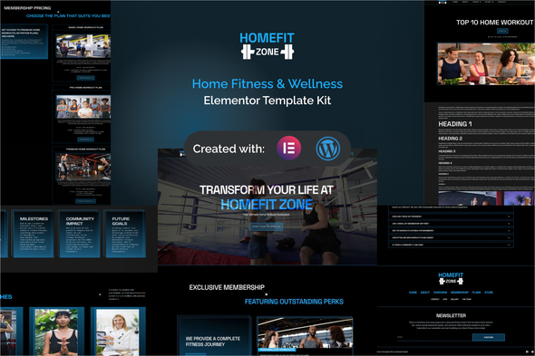 HomeFit Zone - Home Fitness & Wellness Elementor Pro Template Kit