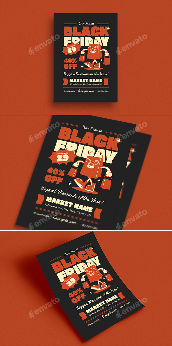 Retro Trendy Black Friday Event Flyer