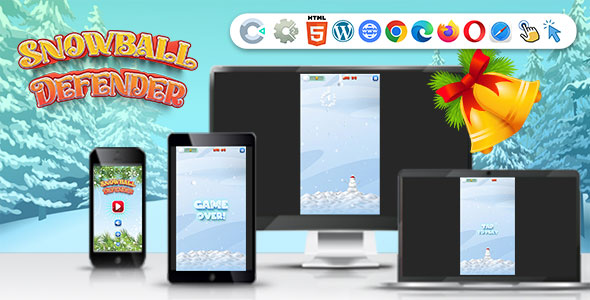 Snowball Defender Game ( Construct | C3P | CAPX | HTML5 ) Christmas Game