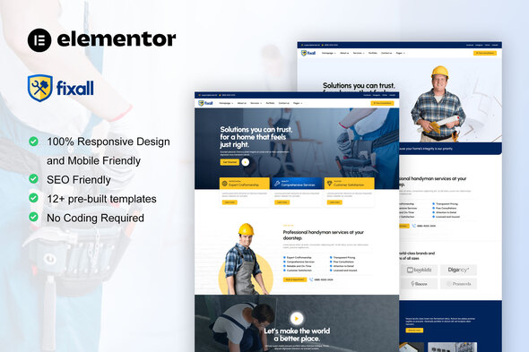 FixAll – Handyman & Repair Service Elementor Pro Template Kit – 0 Sold!