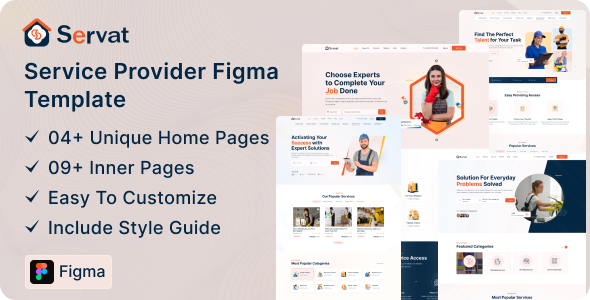 Servat – Handyman Service Provider Figma Template – 0 Sold!