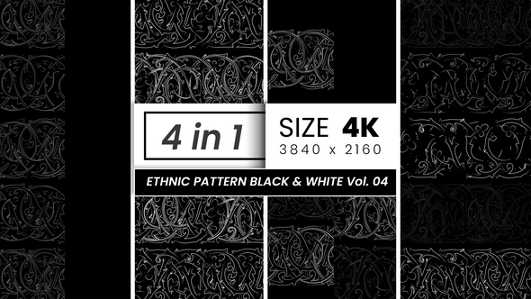 Ethnic Pattern Black & White Minangkabau Jarek Takambang VJ Vol. 04 4K