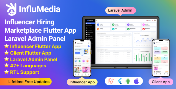 Influencer Hiring Marketplace Flutter App Laravel Admin Panel